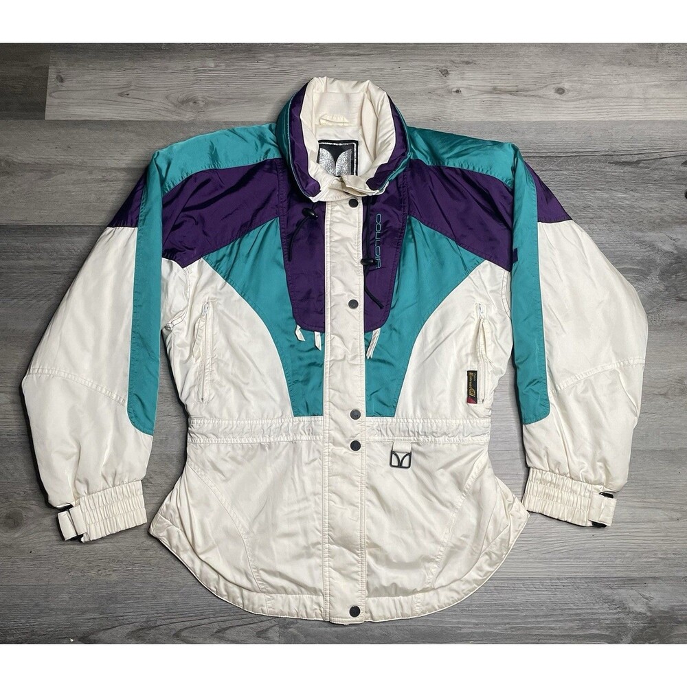 Couloir Vintage Women’s Ski Jacket Entrant GII White/ Teal/ Purple Sz 12